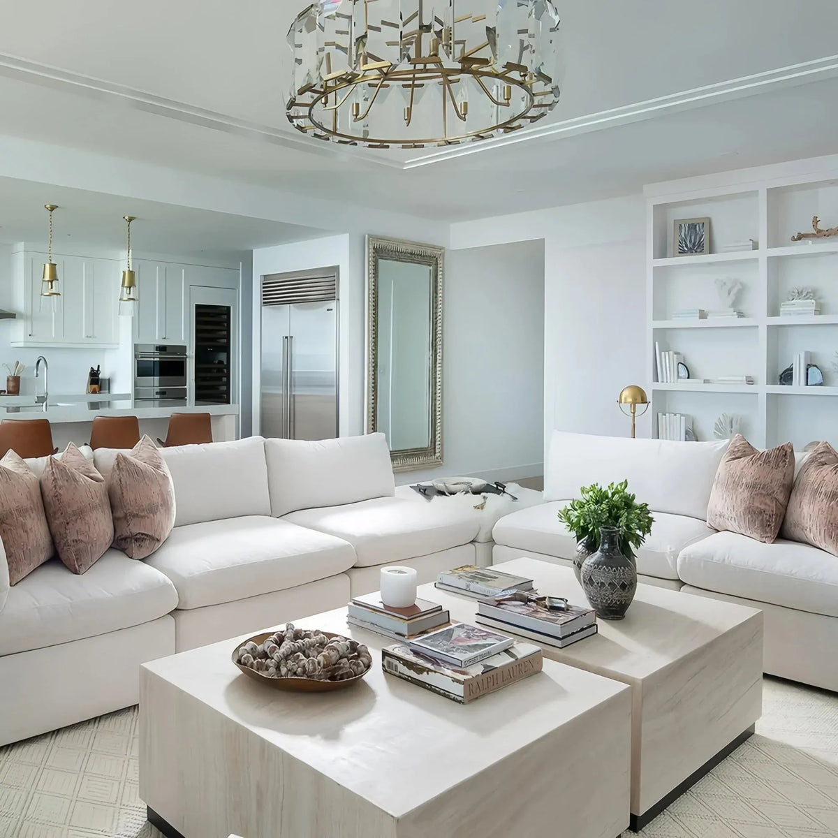 Amaris Round Chandelier 5/7-Light styled in a modern bedroom
