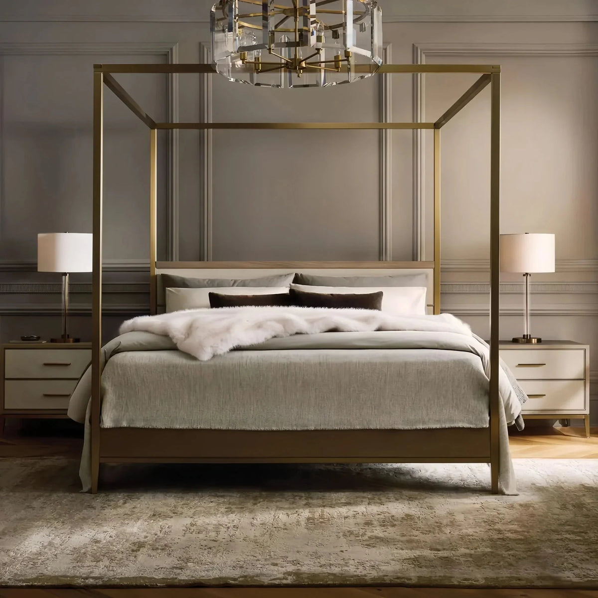 Amaris Round Chandelier 5/7-Light in black - modern bedroom lighting