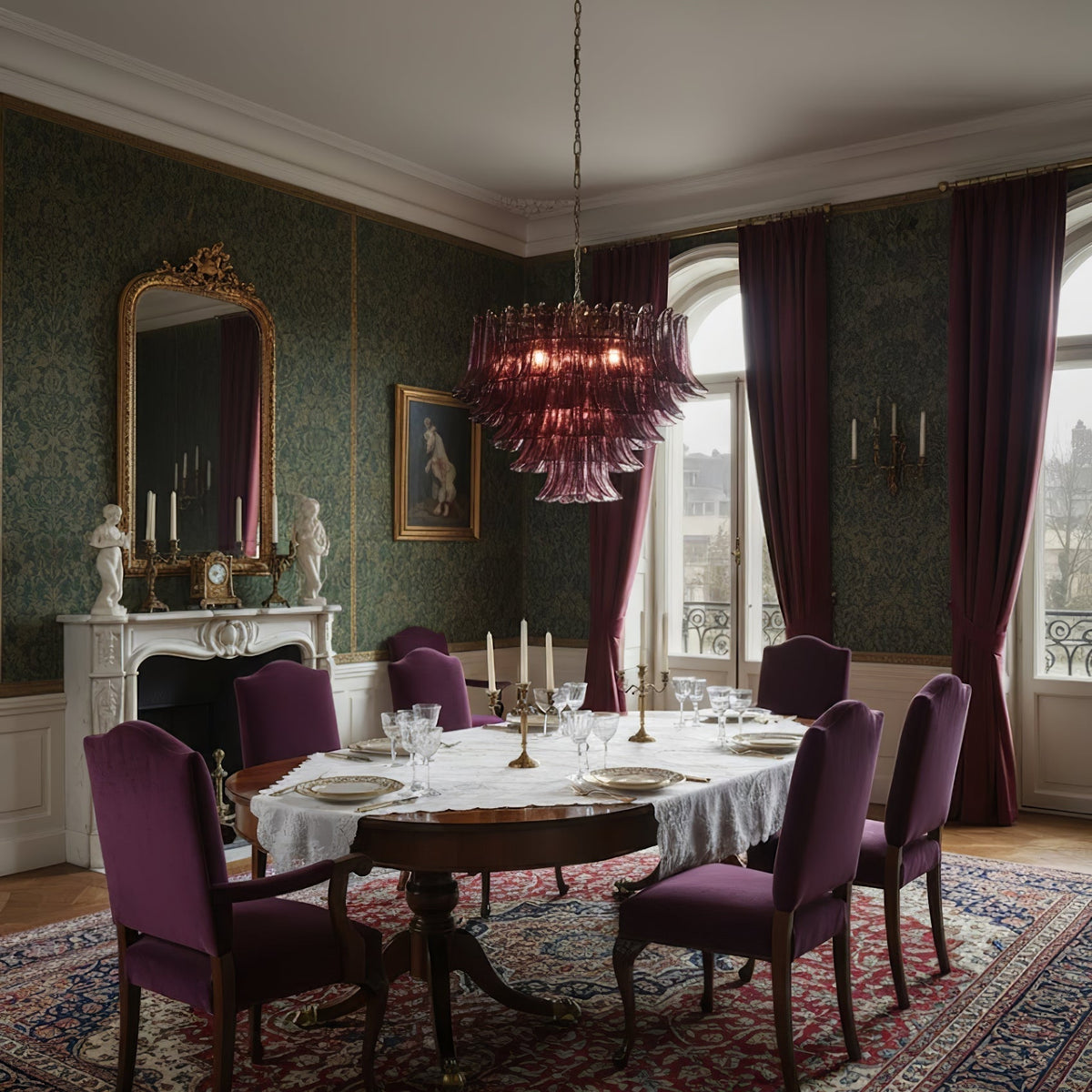 Amethyst Bloom Chandelier - ∅ 39.4″ x H 27.6″Gold & Amethystcasivra