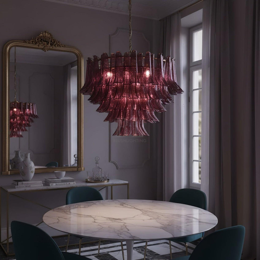Amethyst Bloom Chandelier - ∅ 39.4″ x H 27.6″Gold & Amethystcasivra