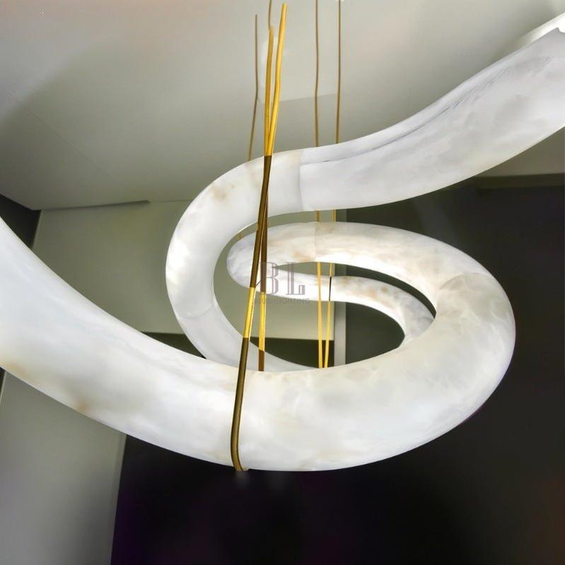 Ametris Alabaster Chandelier Light - L30.7"(79cm) x W21.6"(55cm) x H70.5"(178cm)Warm White (3000K)casivra