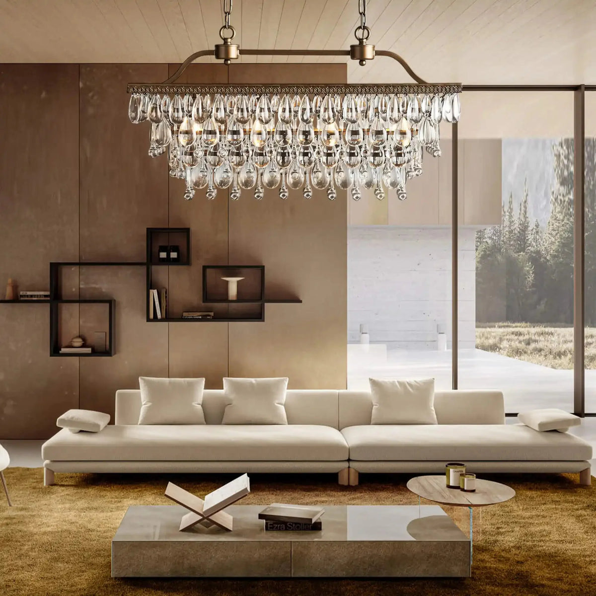 Annelise Rectangular Chandelier in clear - modern dining room lighting