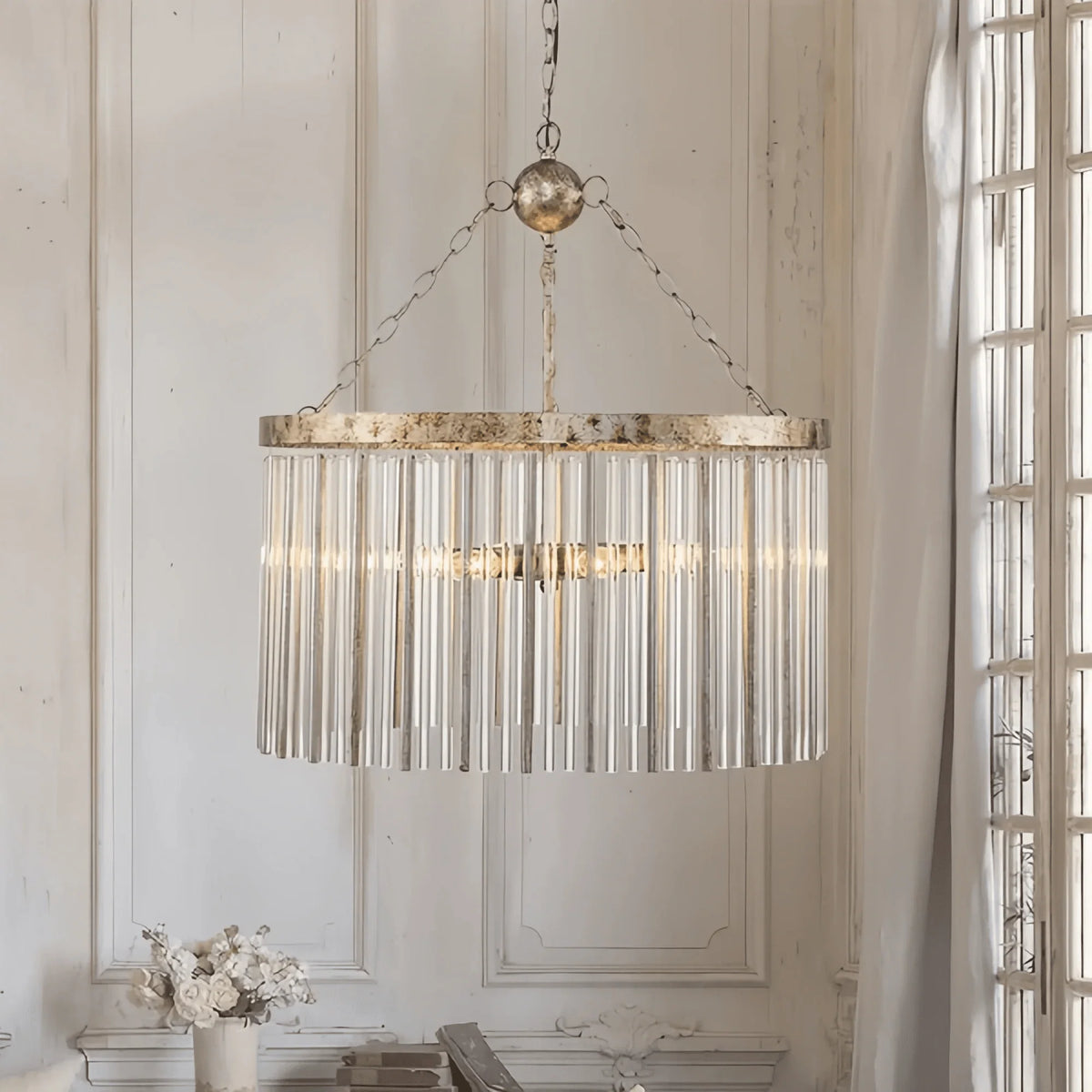 Aragon Round Chandelier 24"35" in clear - modern dining room lighting