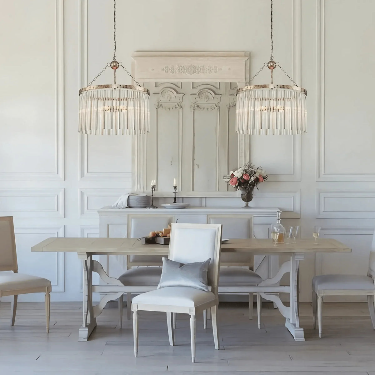 Aragon Round Chandelier 24"35" in clear - dining room lighting