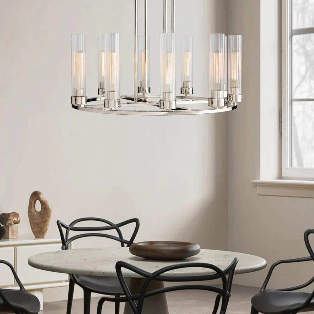 Alaric Round Chandelier 10/12 Light in brass by Blush Lighting