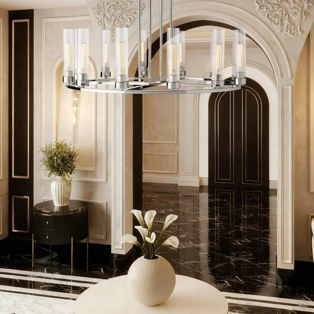 Alaric Round Chandelier 10/12 Light - brass finish, modern home lighting