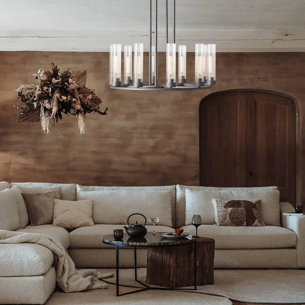 Alaric Round Chandelier 10/12 Light - brass finish, modern home lighting