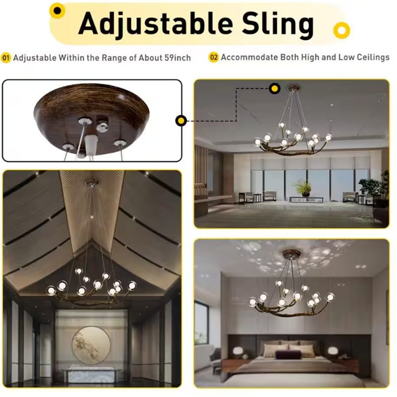Appa Rustic Tree Branch Chandelier - casivra