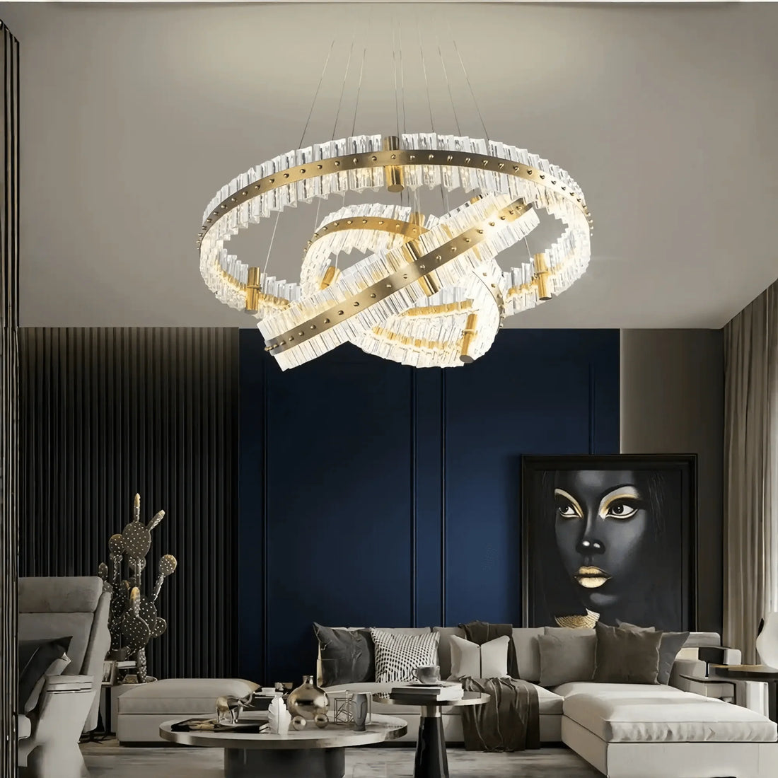 Aquinox 3 - Tier Round Crystal Ring LED Chandelier - 28" DiameterLacquered Brasscasivra