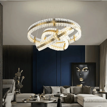 Aquinox 3 - Tier Round Crystal Ring LED Chandelier - 28" DiameterLacquered Brasscasivra