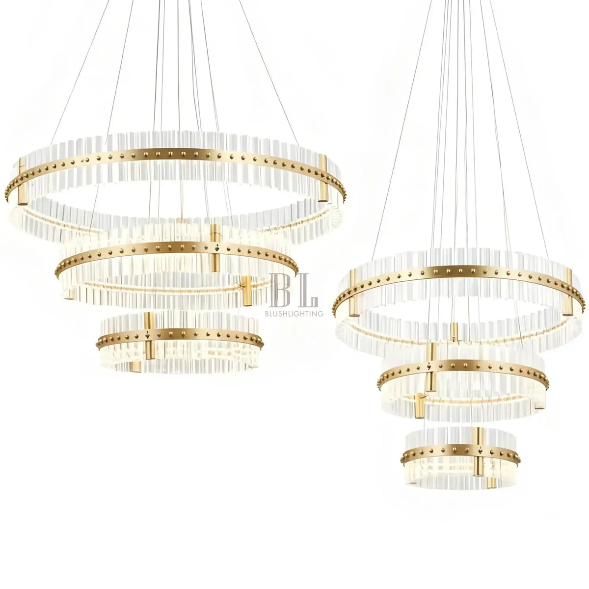 Aquinox 3 - Tier Round Crystal Ring LED Chandelier - 28" DiameterPolished Nickelcasivra