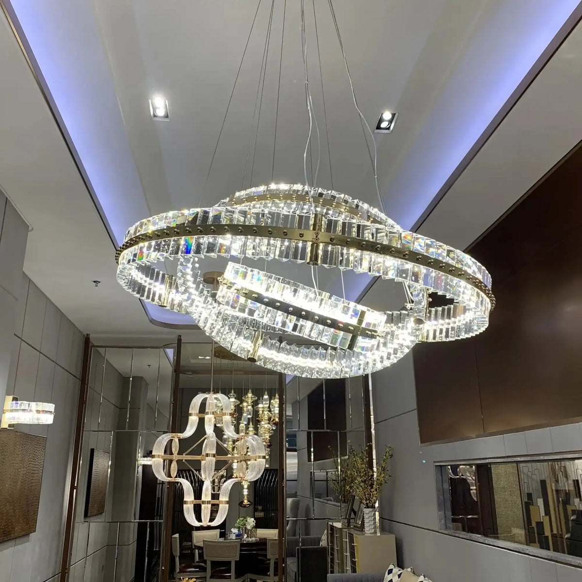 Aquinox 3 - Tier Round Crystal Ring LED Chandelier - 28" DiameterPolished Nickelcasivra