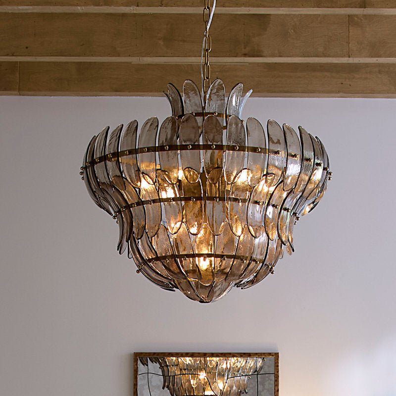 Arcade 10 - Light Blown Glass Chandelier - Browncasivra