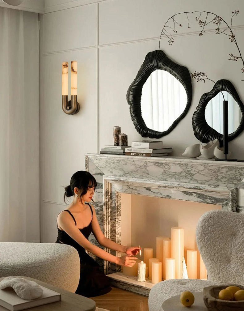 Arch Alabaster Sconce - ∅ 5.5″ x H 17.7″Nickel & Whitecasivra
