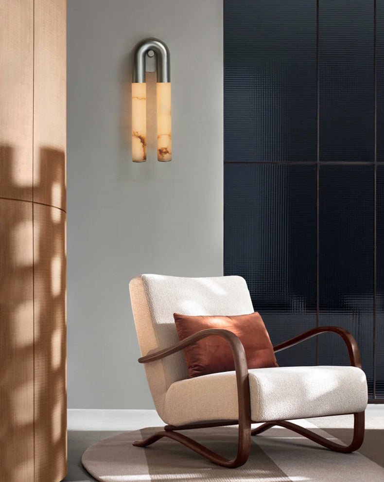 Arch Alabaster Sconce - ∅ 5.5″ x H 17.7″Nickel & Whitecasivra