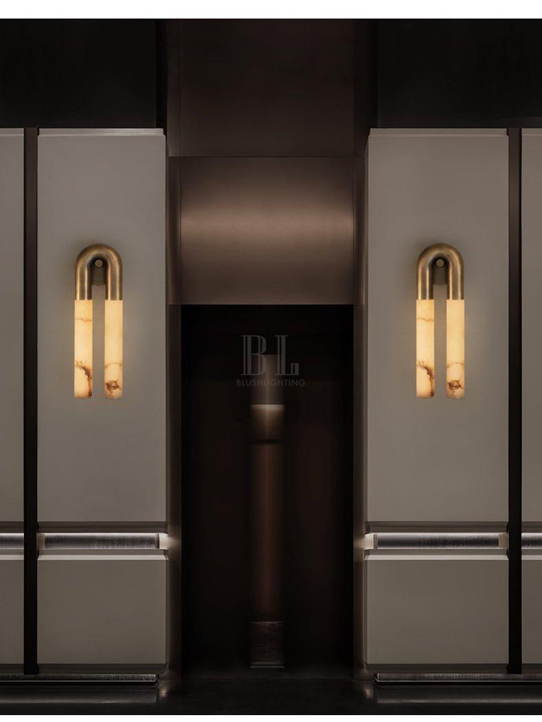 Arch Alabaster Sconce - ∅ 5.5″ x H 17.7″Bronze & Whitecasivra