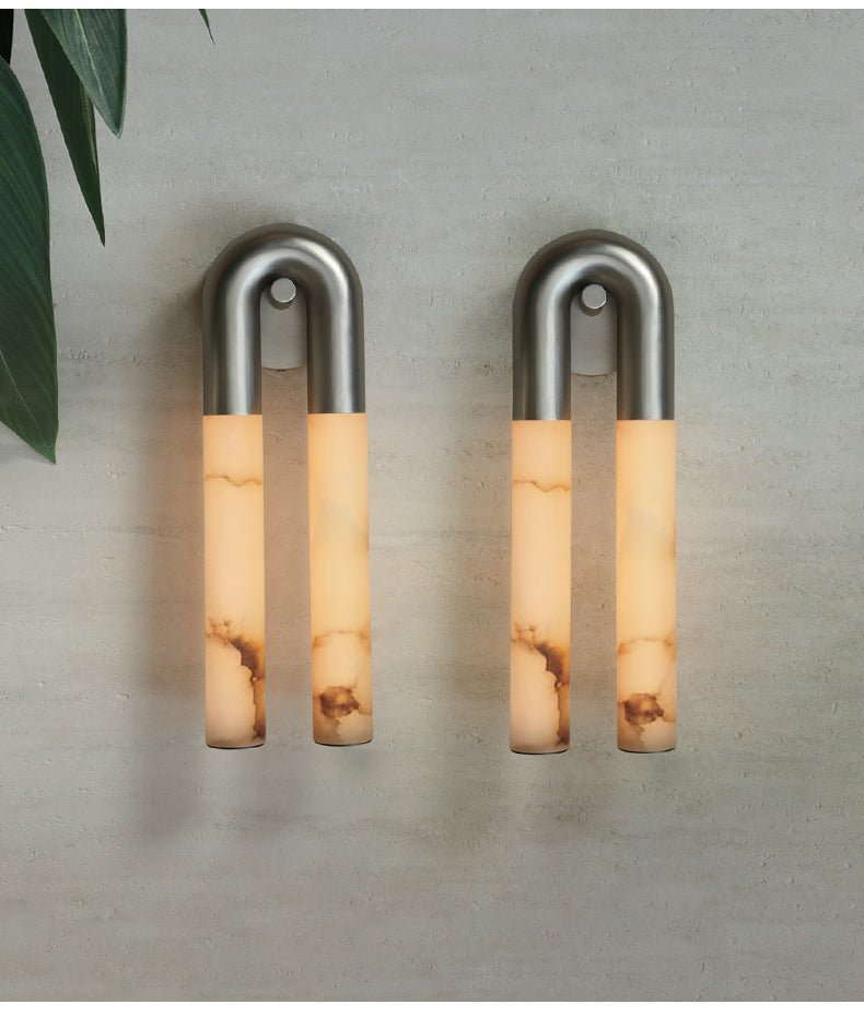 Arch Alabaster Sconce - ∅ 5.5″ x H 17.7″Bronze & Whitecasivra