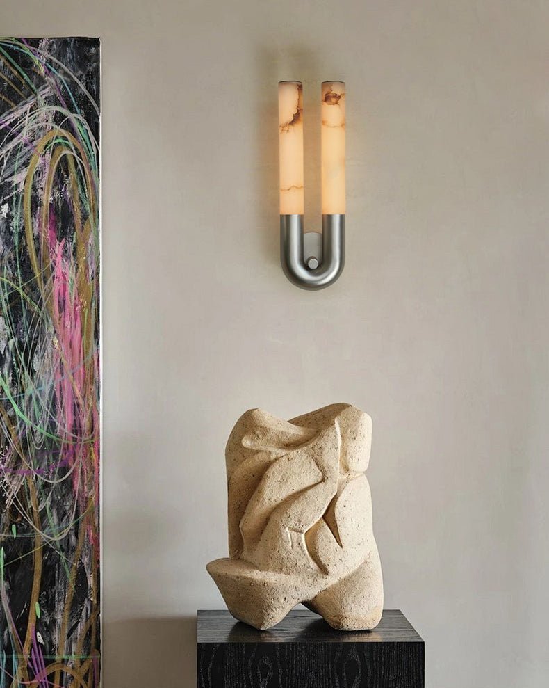 Arch Alabaster Sconce - ∅ 5.5″ x H 17.7″Nickel & Whitecasivra