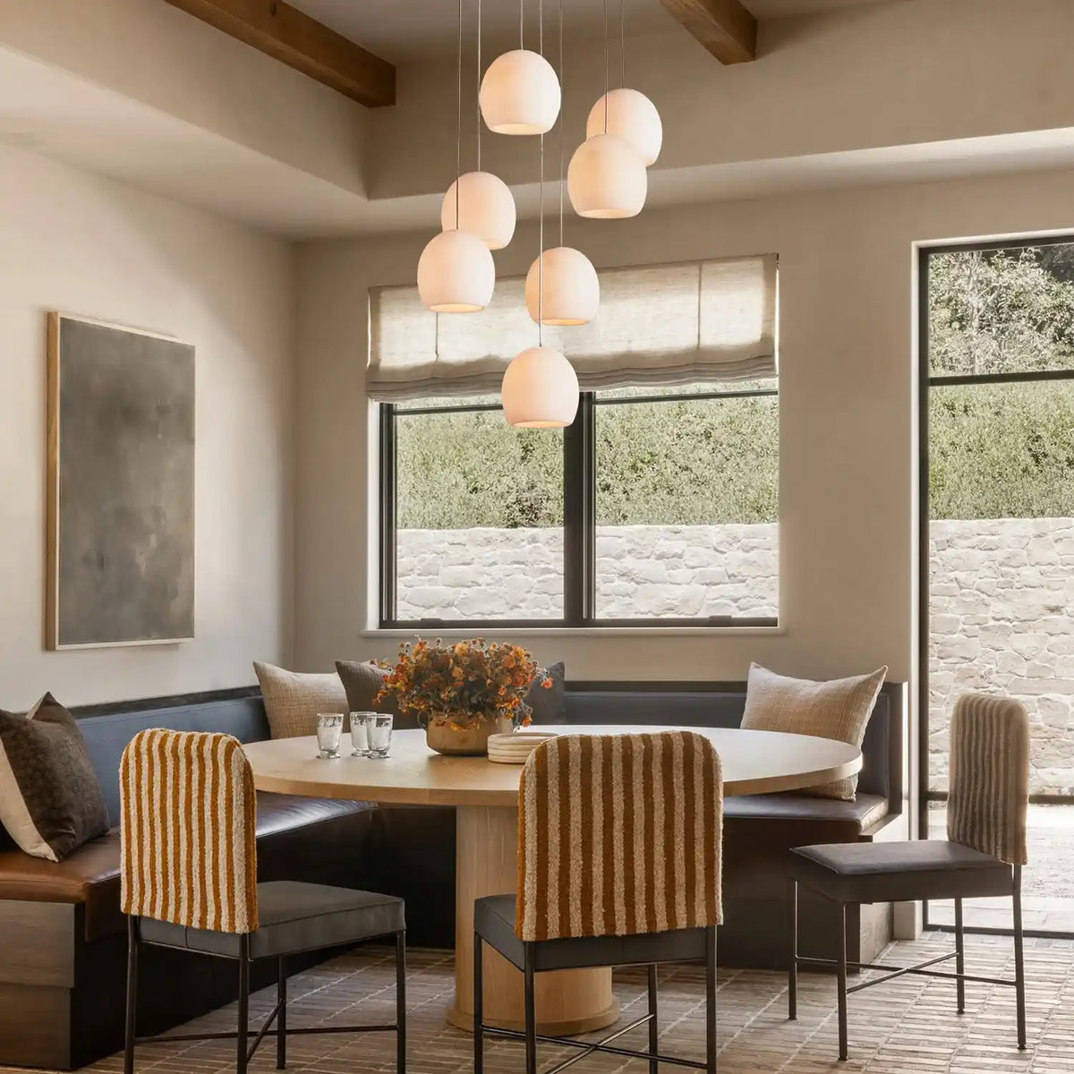 Avila Round Alabaster Chandelier Light in white by Blush Lighting
