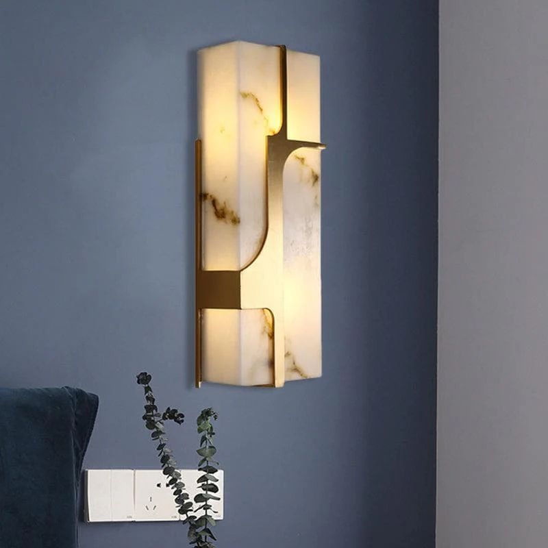 Arie Alabaster Wall Sconce - DIA 15 CM X H 38 CM / ∅ 5.9″ X H 15″Brasscasivra
