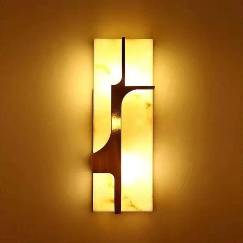 Arie Alabaster Wall Sconce - DIA 15 CM X H 38 CM / ∅ 5.9″ X H 15″Brasscasivra