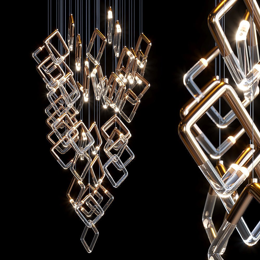 Arqelle Linear Tube Scatter Chandelier - 46" D × 98" Hcasivra