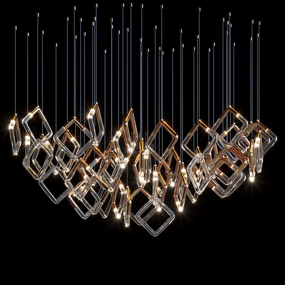 Arqelle Linear Tube Scatter Chandelier - 30" D × 98" Hcasivra
