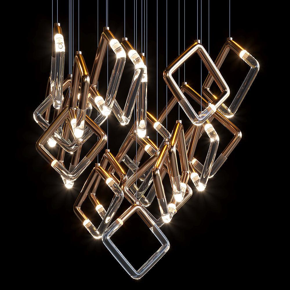 Arqelle Linear Tube Scatter Chandelier - 30" D × 98" Hcasivra