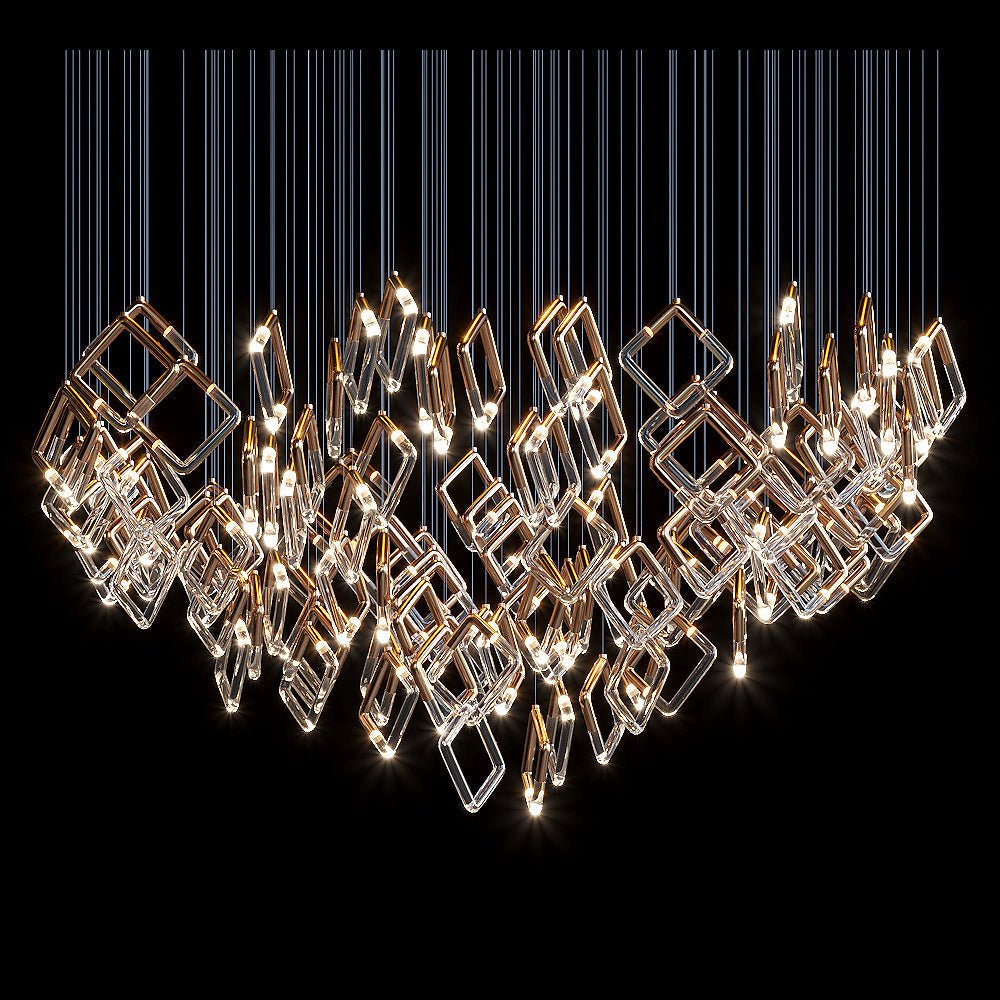 Arqelle Linear Tube Scatter Chandelier - 54" D × 98" Hcasivra