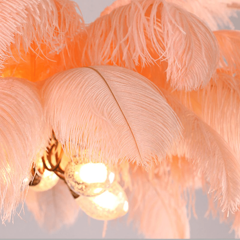 Art Deco Colorized Feather Brass Branch Chandelier - Orangecasivra