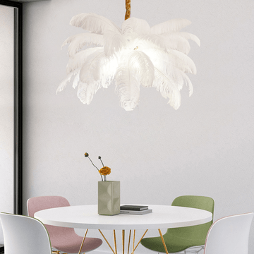 Art Deco Colorized Feather Brass Branch Chandelier - Whitecasivra