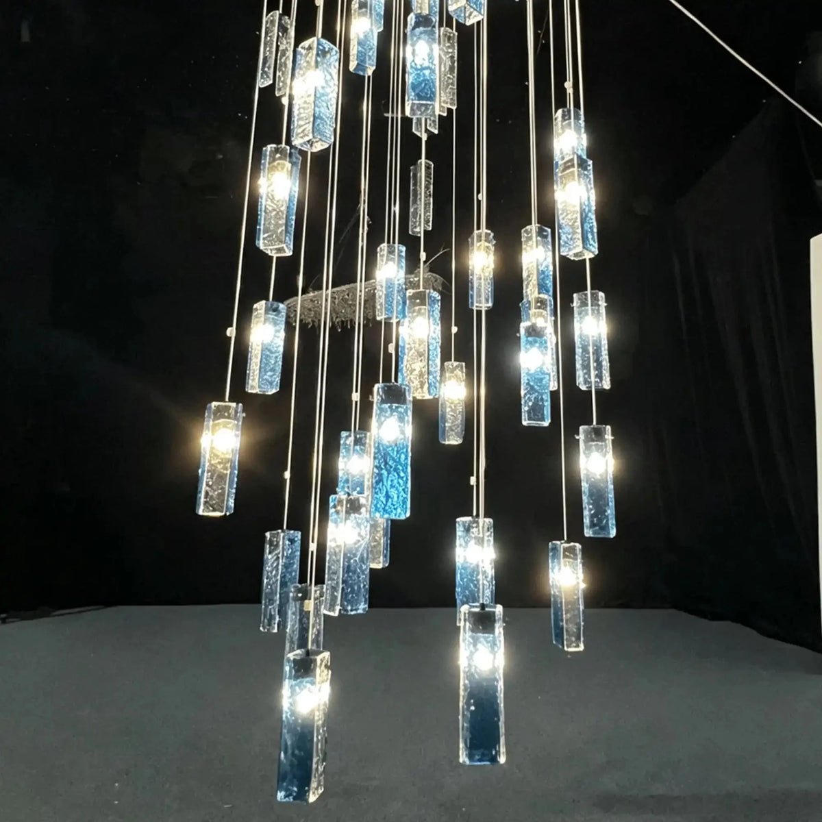 Art Design Colorful Rectangle Cluster Glass Tile Pendant Chandelier - 60 Lights / Round Base / W36"*H180"AmberWarm Lightcasivra