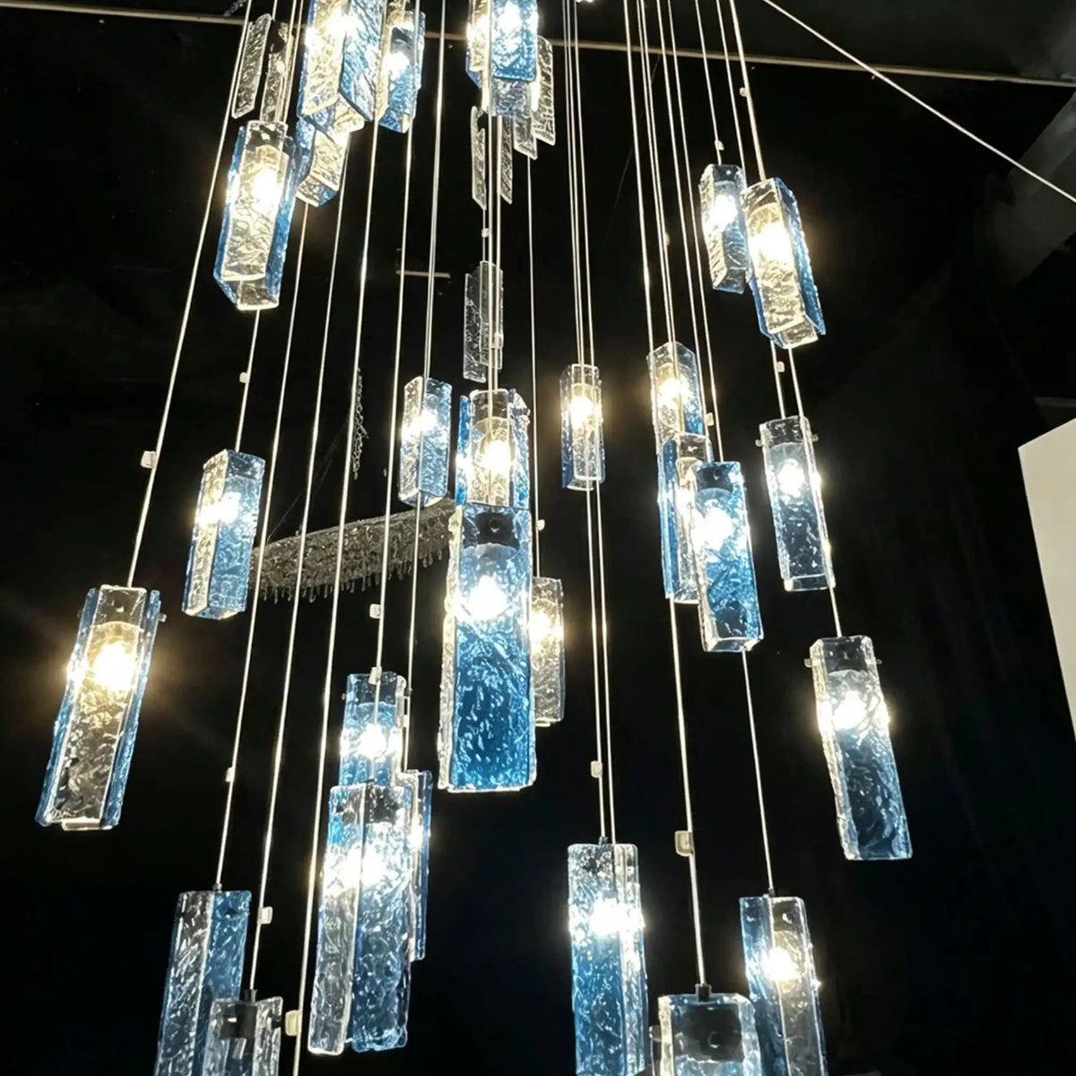 Art Design Colorful Rectangle Cluster Glass Tile Pendant Chandelier - 60 Lights / Round Base / W36"*H180"AmberWarm Lightcasivra