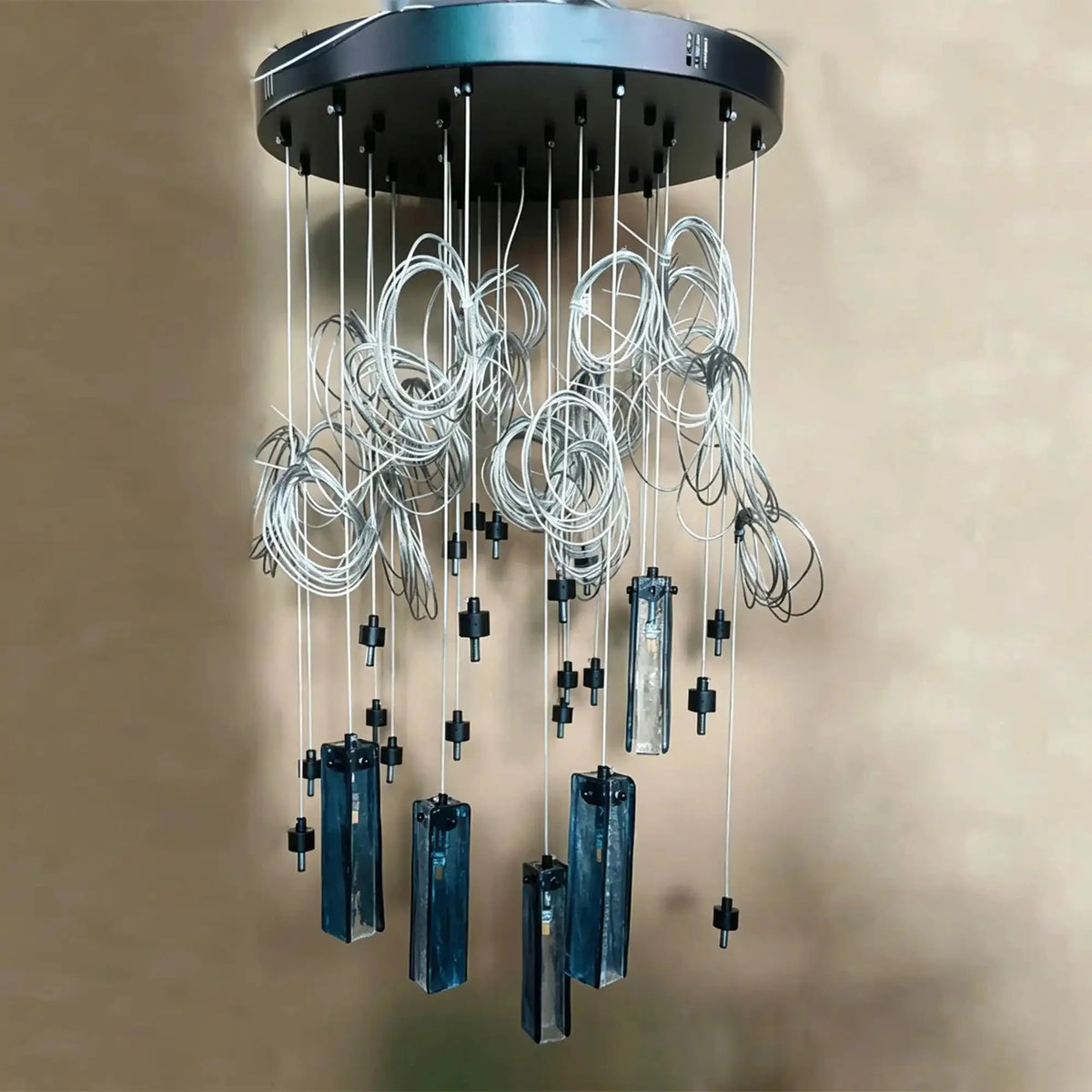 Art Design Colorful Rectangle Cluster Glass Tile Pendant Chandelier - 60 Lights / Round Base / W36"*H180"AmberWarm Lightcasivra