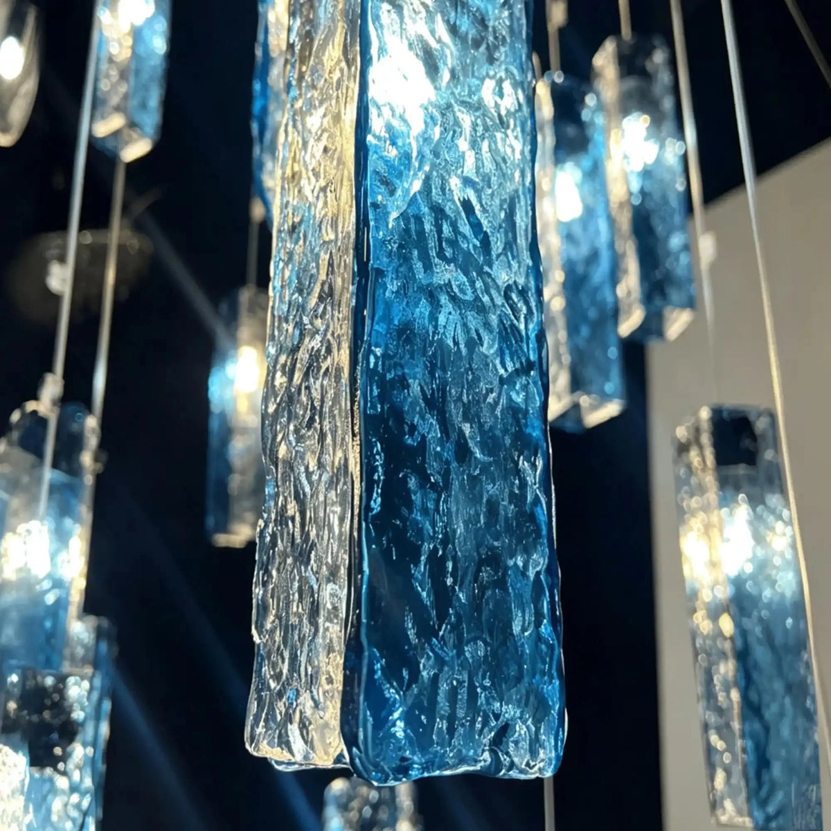 Art Design Colorful Rectangle Cluster Glass Tile Pendant Chandelier - 60 Lights / Round Base / W36"*H180"AmberWarm Lightcasivra