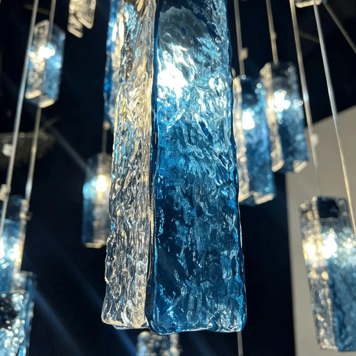 Art Design Colorful Rectangle Cluster Glass Tile Pendant Chandelier - 60 Lights / Round Base / W36"*H180"AmberWarm Lightcasivra