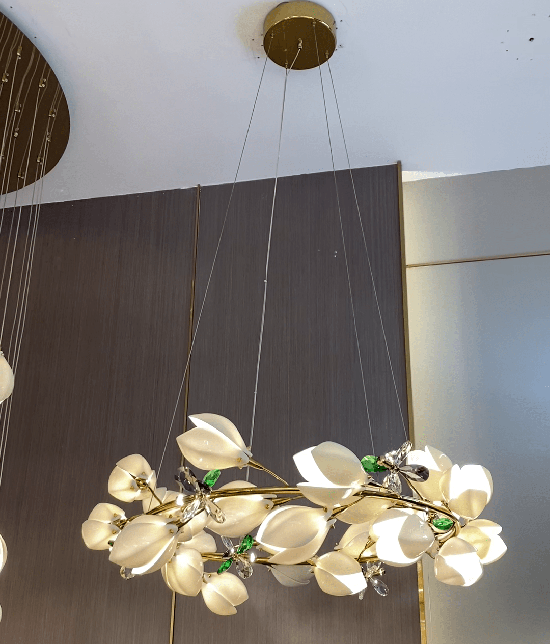 Art Design Creative Ceramic Magnolia Ring/Linear Chandelier for Bedroom/Living Room/Dining Room/Kitchen Island-Chandeliers-casivra-casivra