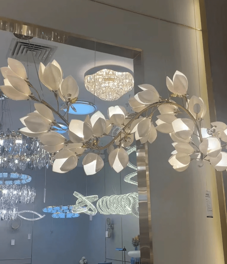 Art Design Creative Ceramic Magnolia Ring/Linear Chandelier for Bedroom/Living Room/Dining Room/Kitchen Island-Chandeliers-casivra-casivra