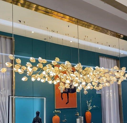 Art Design Creative Ceramic Magnolia Ring/Linear Chandelier for Bedroom/Living Room/Dining Room/Kitchen Island-Chandeliers-casivra-Linear/L70.87"*W17.7"*H78.7"-Warm Light-casivra