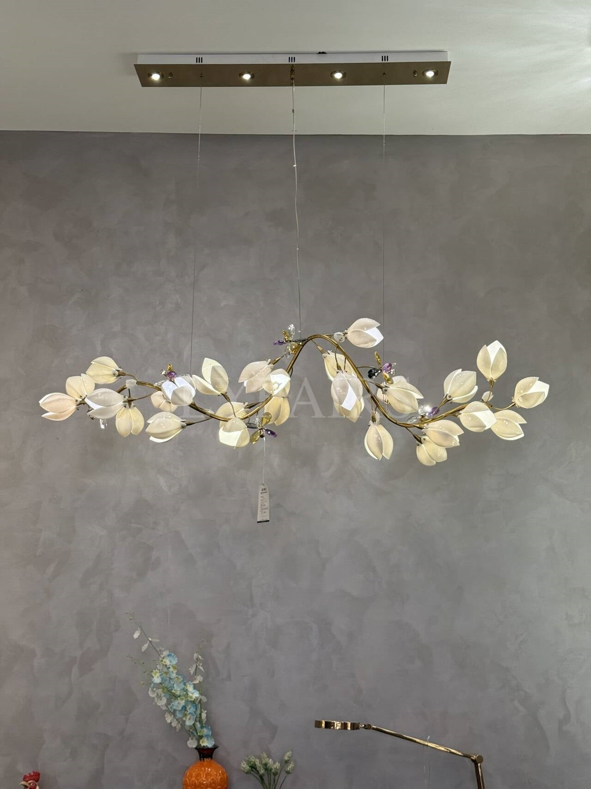Art Design Creative Ceramic Magnolia Ring/Linear Chandelier for Bedroom/Living Room/Dining Room/Kitchen Island-Chandeliers-casivra-casivra