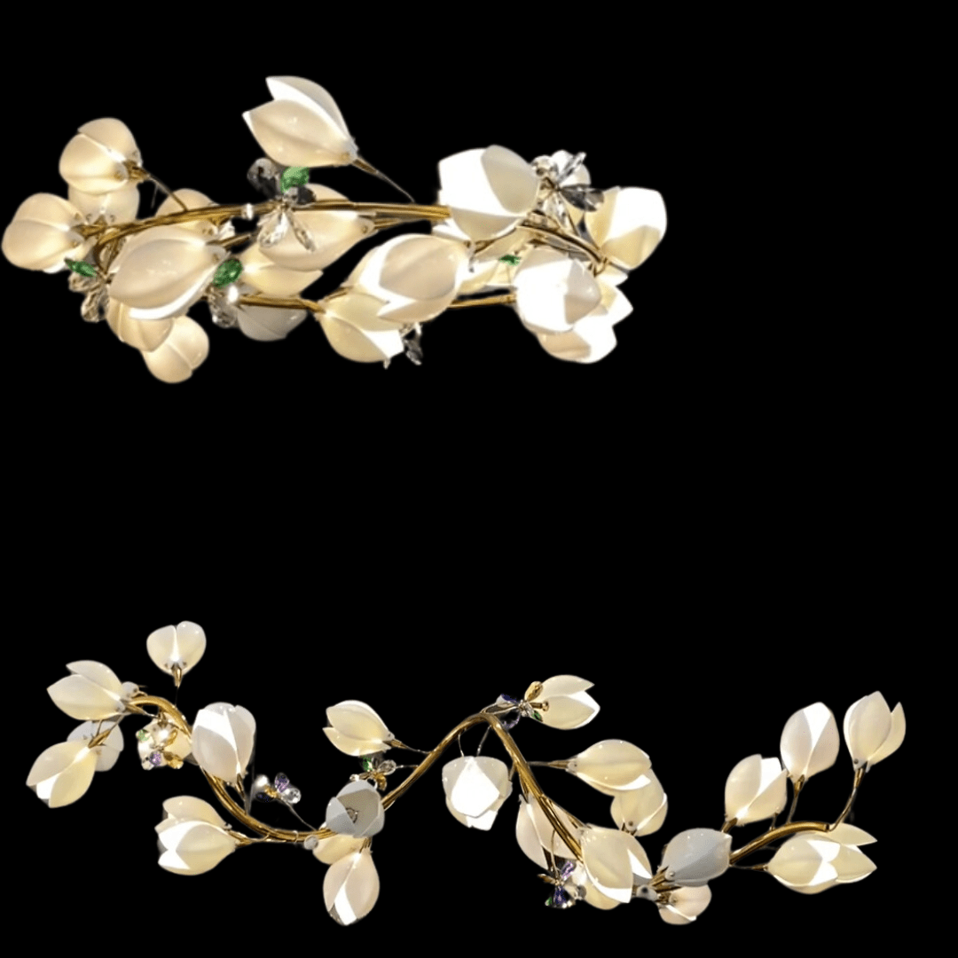 Art Design Creative Ceramic Magnolia Ring/Linear Chandelier for Bedroom/Living Room/Dining Room/Kitchen Island-Chandeliers-casivra-casivra