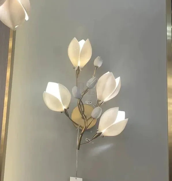 Art Design Creative Ceramic Magnolia Wall Lamp-Wall lamp-casivra-casivra