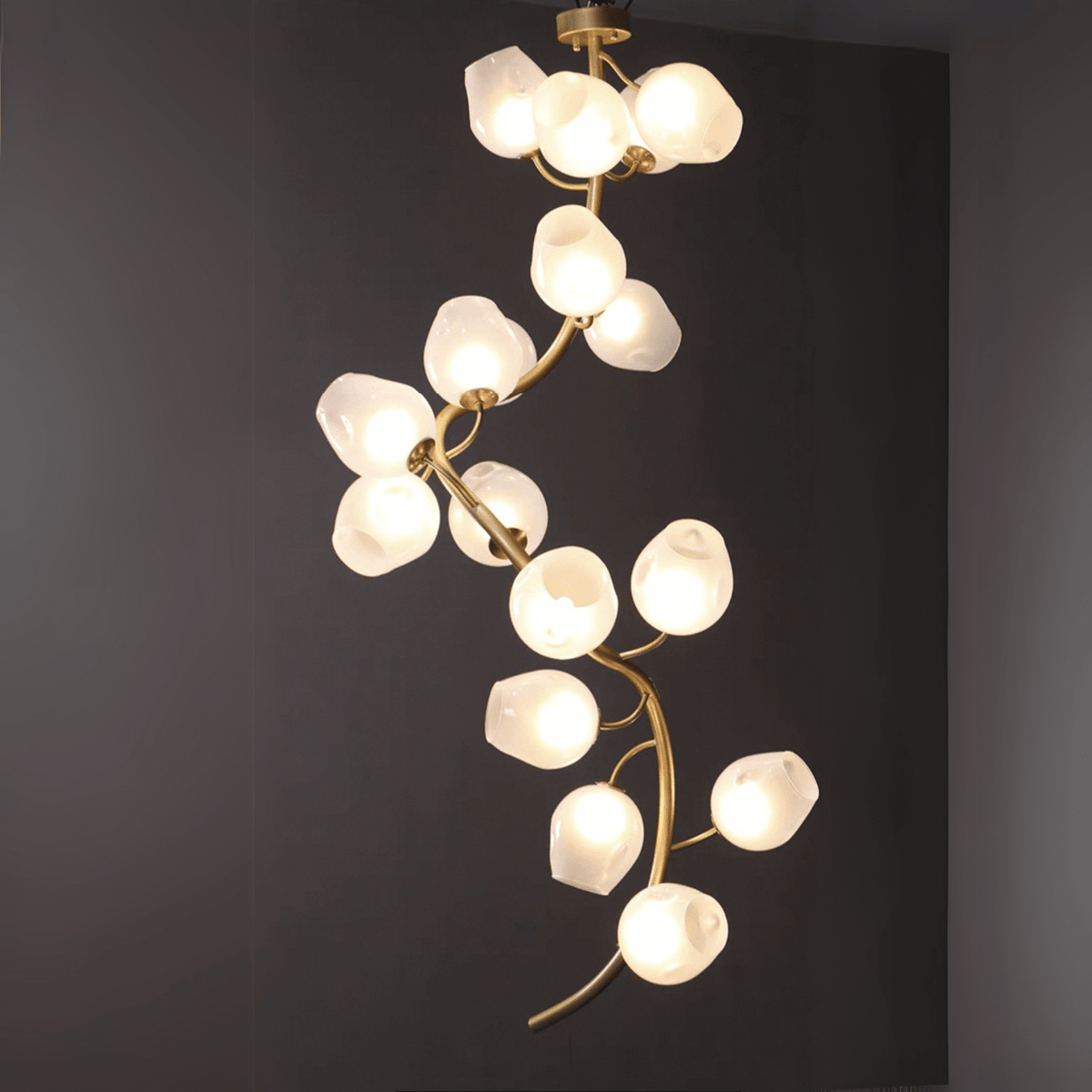Artistic Glass Lampshade Chandelier with Branches Design for High Ceilings - Style A/13 Lights/D27.56"*H39.4"(D70cm*H100cm)Warm Lightcasivra