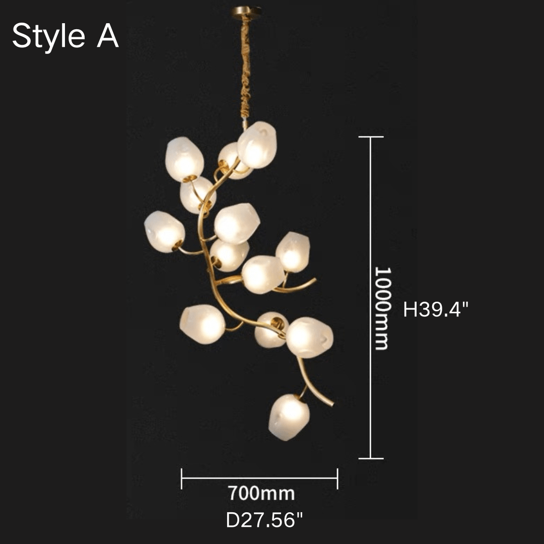Artistic Glass Lampshade Chandelier with Branches Design for High Ceilings - Style A/13 Lights/D27.56"*H39.4"(D70cm*H100cm)Warm Lightcasivra