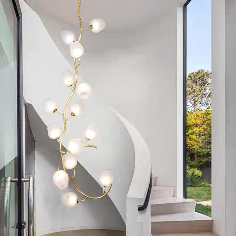 Artistic Glass Lampshade Chandelier with Branches Design for High Ceilings - Style A/13 Lights/D27.56"*H39.4"(D70cm*H100cm)Warm Lightcasivra