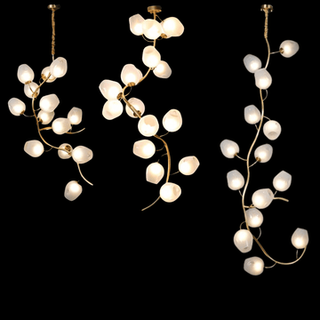 Artistic Glass Lampshade Chandelier with Branches Design for High Ceilings - Style A/13 Lights/D27.56"*H39.4"(D70cm*H100cm)Warm Lightcasivra