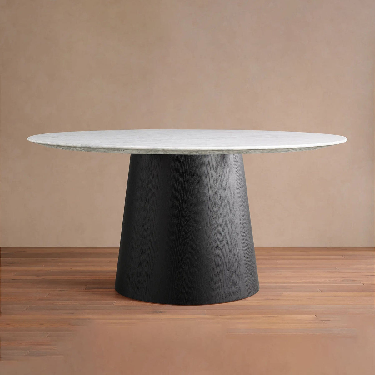 Saint Germain Round Marble Top Dining Table With Wood Toulouse Base