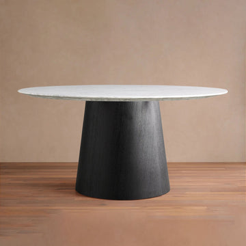 Saint Germain Round Marble Top Dining Table With Wood Toulouse Base