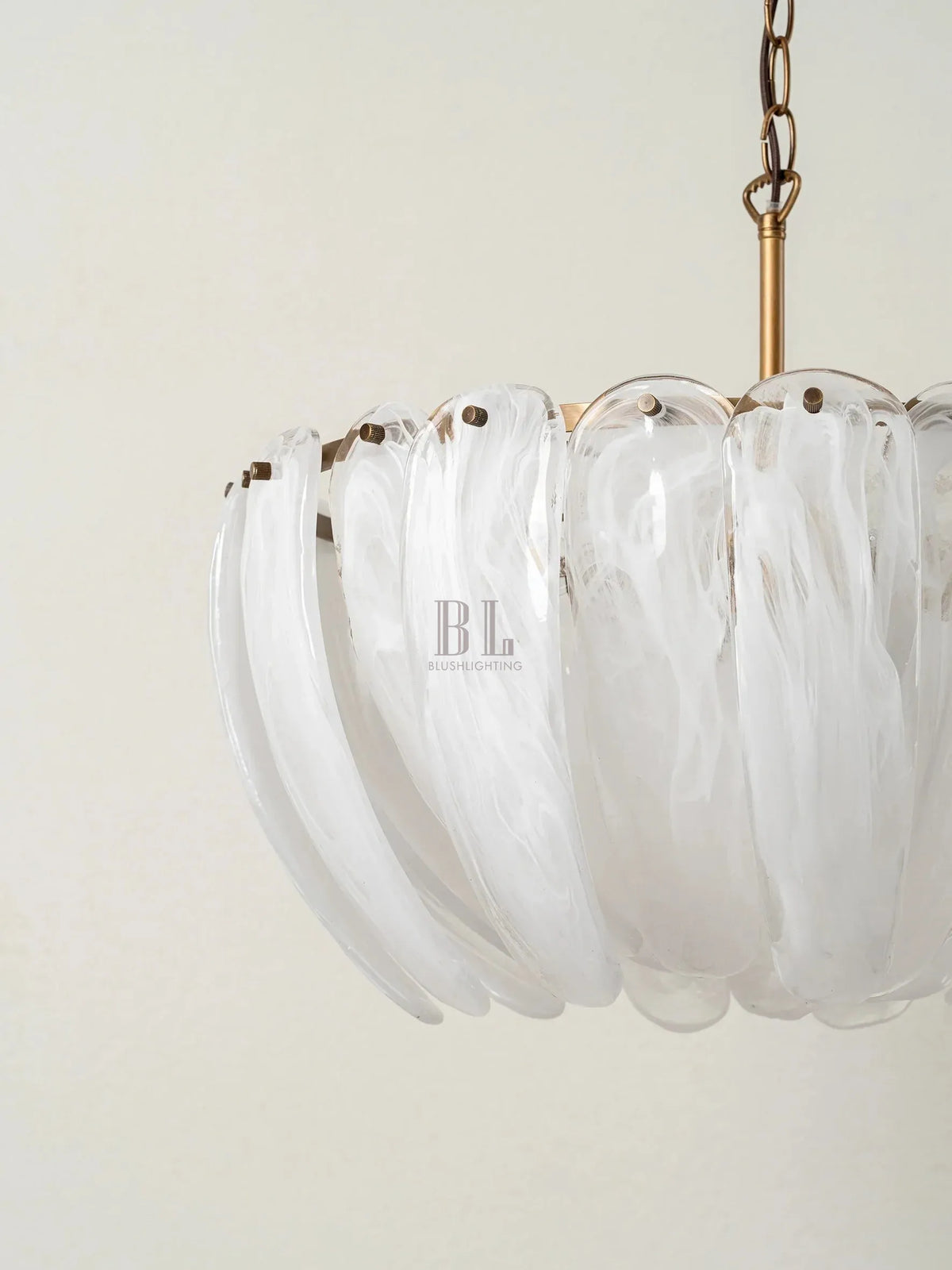 Astera - 4 light alabaster curved glass chandelier - casivra