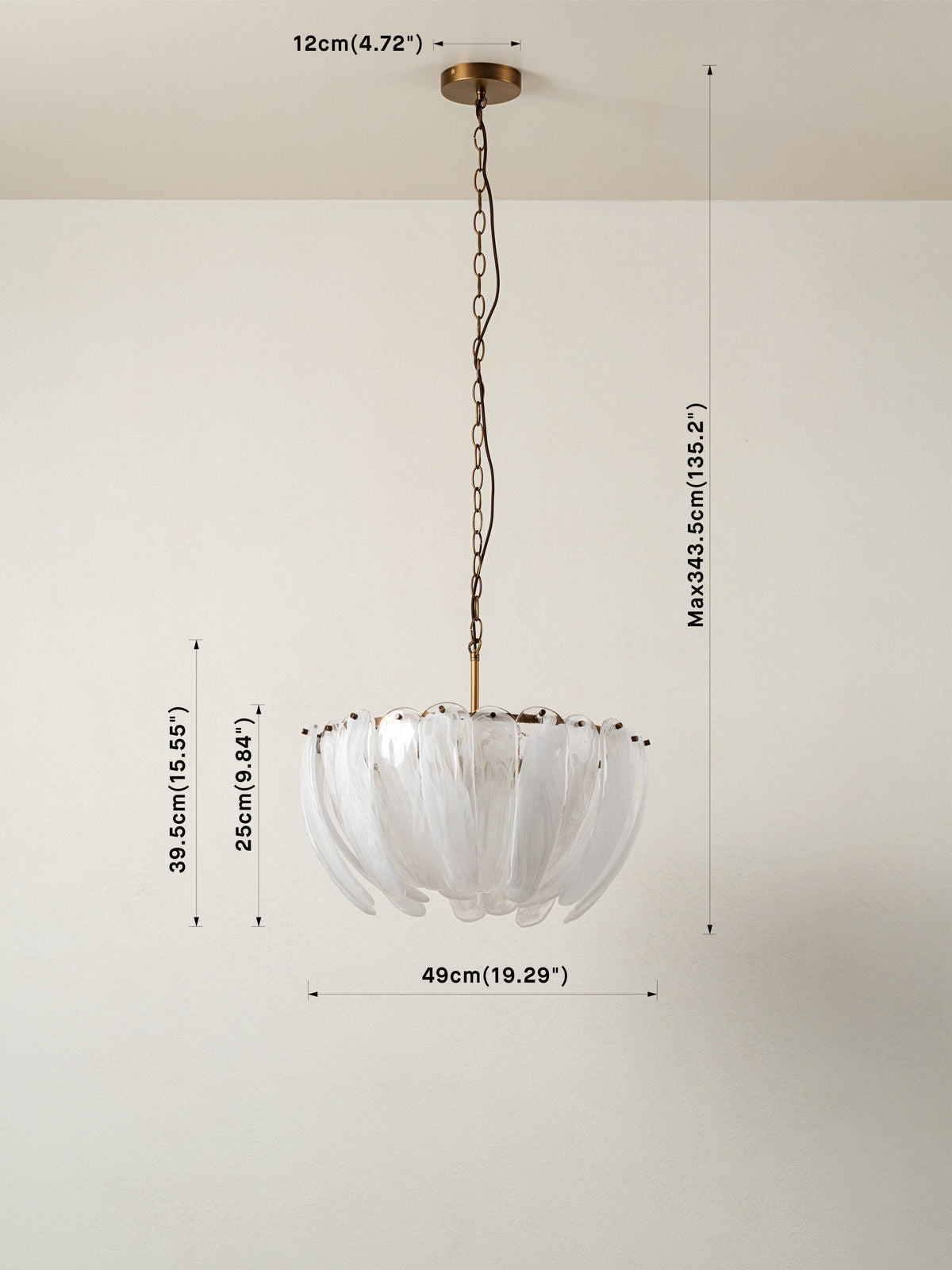 Astera - 4 light alabaster curved glass chandelier - casivra